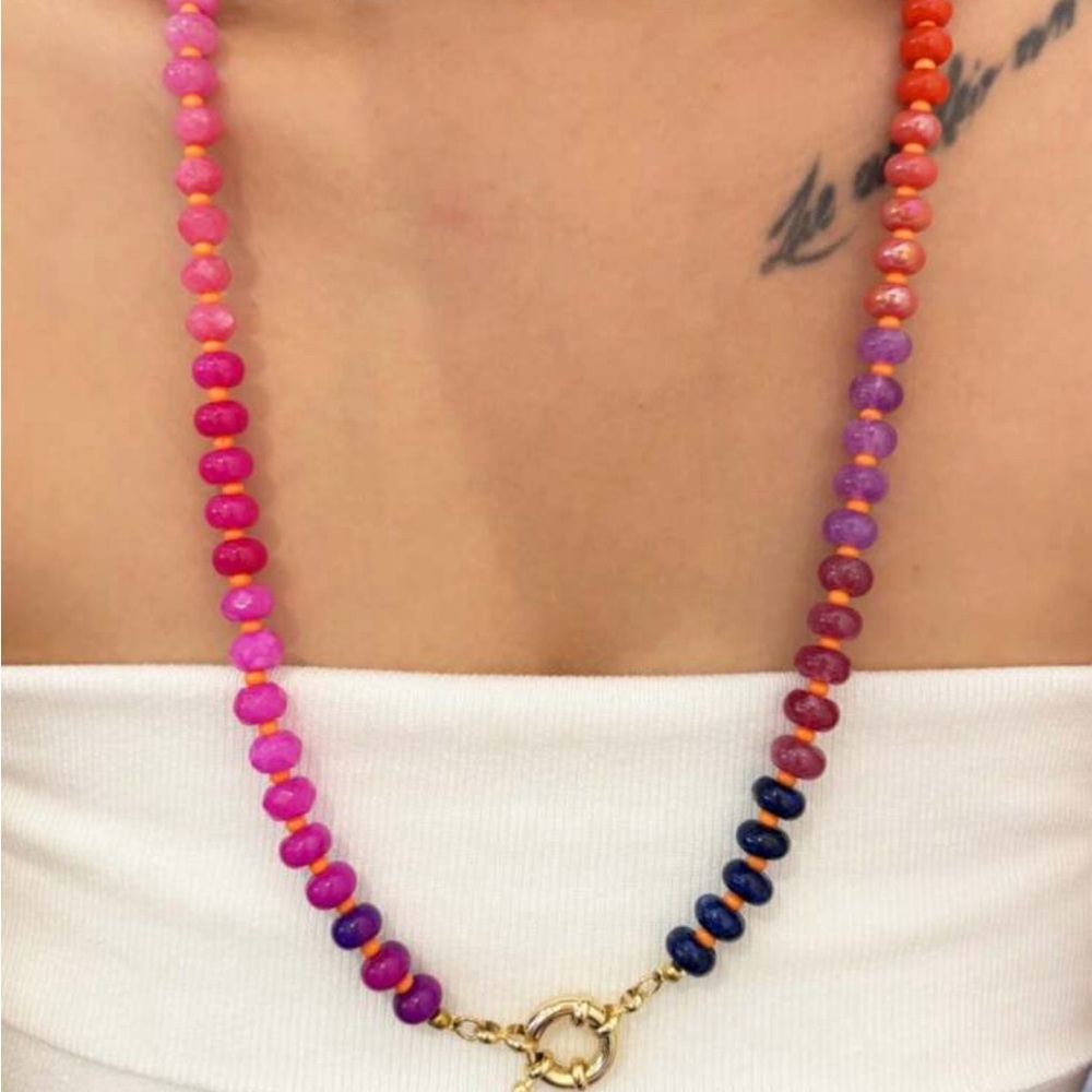 Anthropologie Color Rondelle Stone Necklace